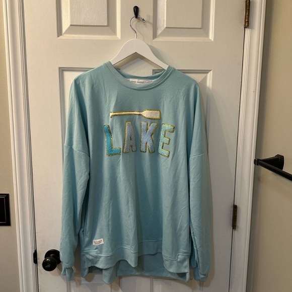 Simply Southern Tops - Simply Southern Aqua Sweatshirt